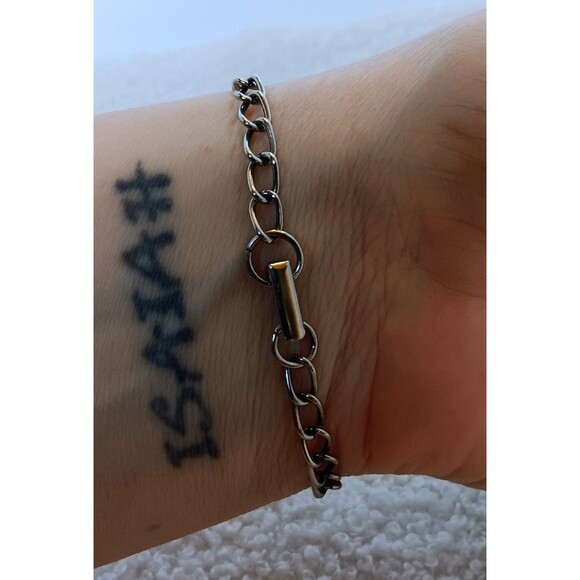 Vintage Silvertone Rhinestone Initial "M" Charm Bracelet 7 in - Picture 9 of 9